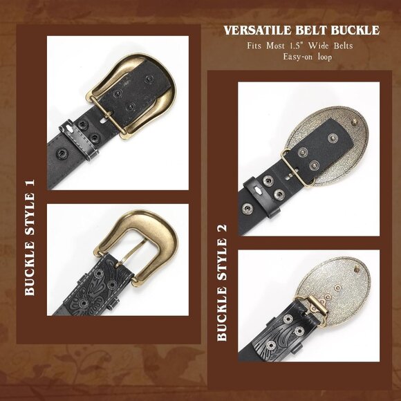 Women's Gold Alloy Rodeo Cowgirl Western Party Replacement Imported Belt Buckle - Picture 5 of 6